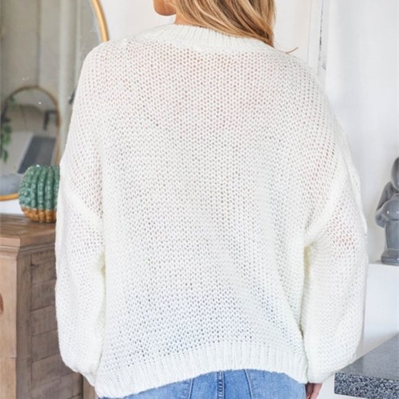 Classic In Cable Knit Sweater top Ivory - Picture 3 of 7